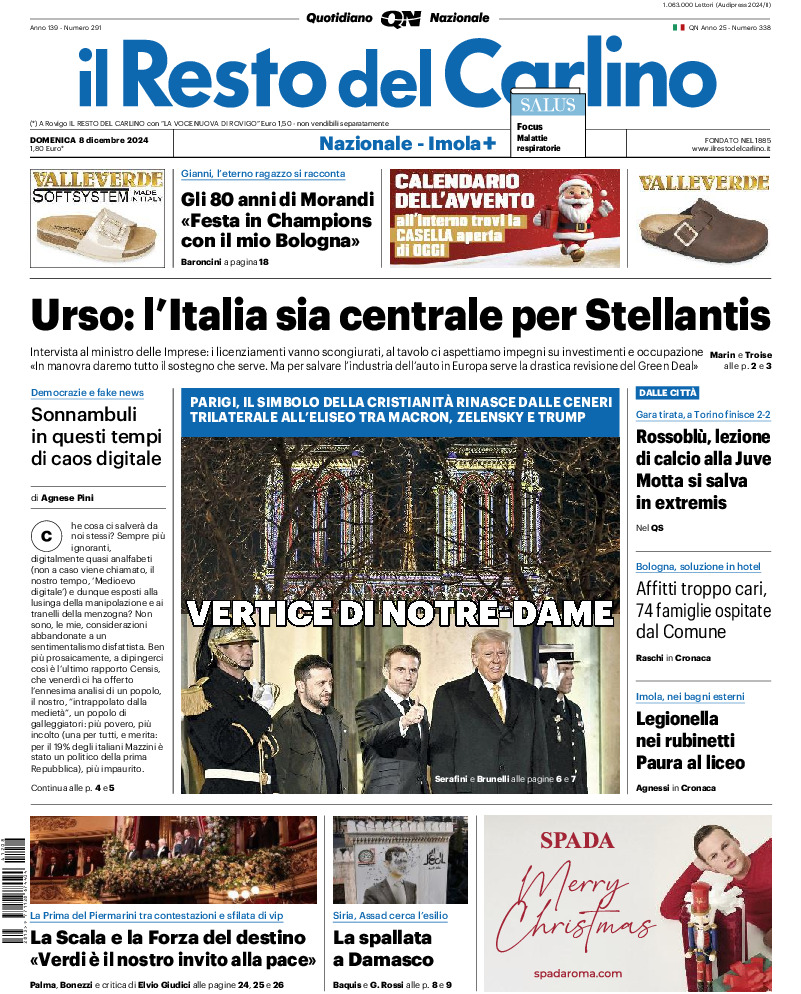 Prima-pagina-il resto del carlino-edizione-di-oggi-20241208